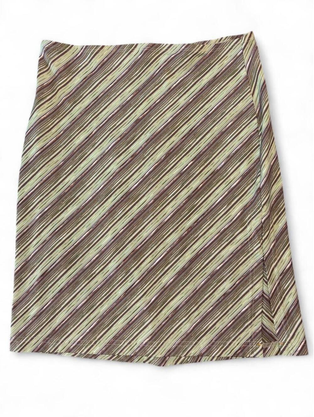 Vintage Y2K XOXO Diagonal Earth Tone Striped Midi Skirt